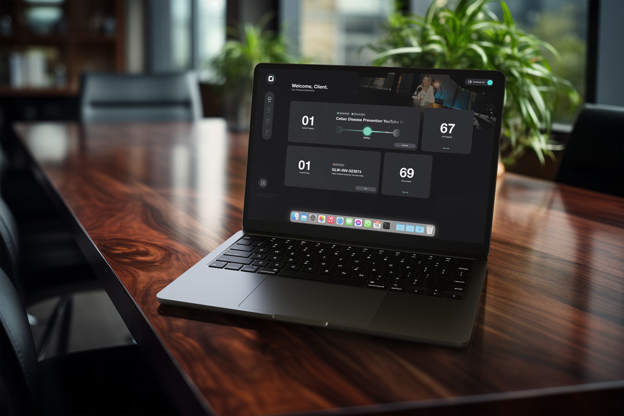 Creative Individuals client portal displayed on a laptop.